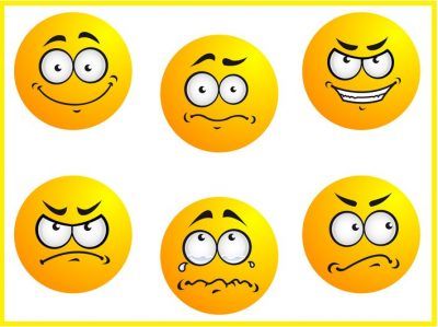 Different smiles expressions and moods for emoticons design