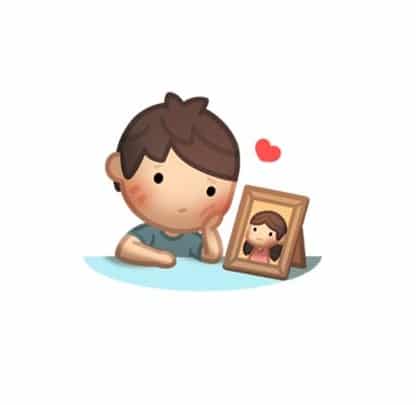 imagenes de emojis pensativos  de amor
